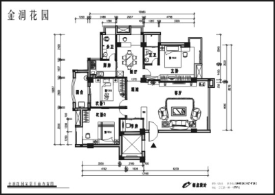 金润花园田园风格三房二厅装饰设计