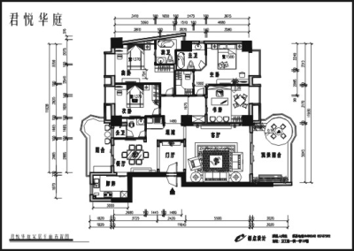 君悦华庭现代欧式四房二厅家居装修