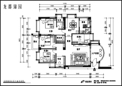 龙都锦园现代中式五房二厅家居装修